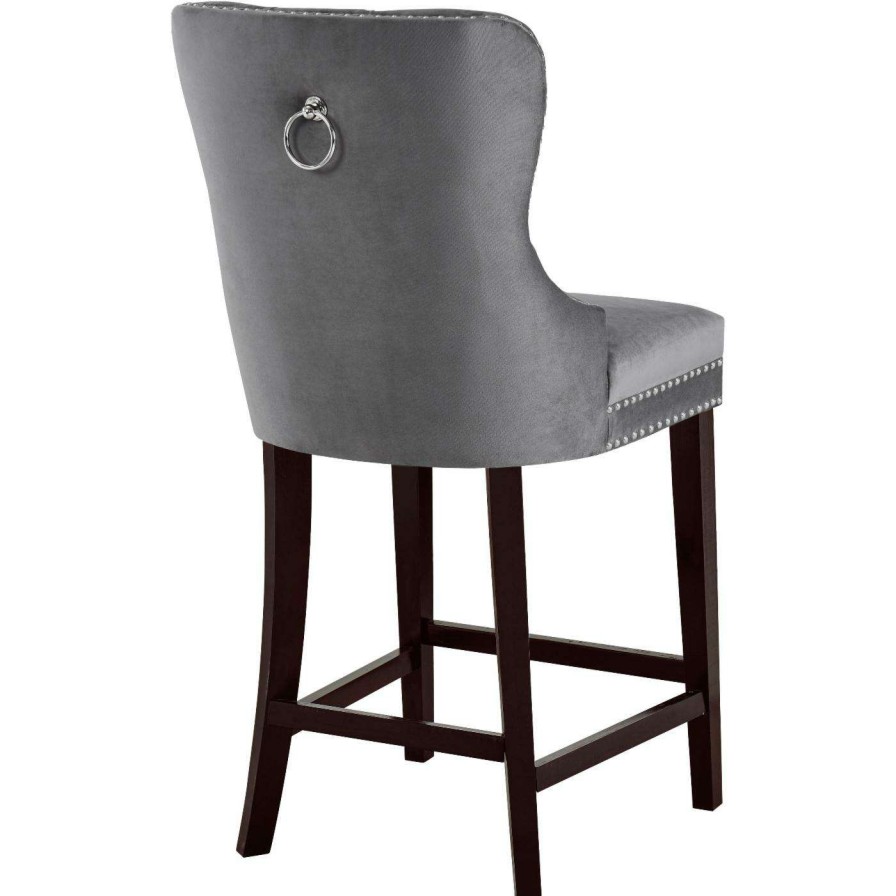 Bar Stools * | Wholesale Counter Height Stools Meridian Furniture Inc Nikki 26 In. Upholstered Counter Stool With Nailhead Trim Set Of 2