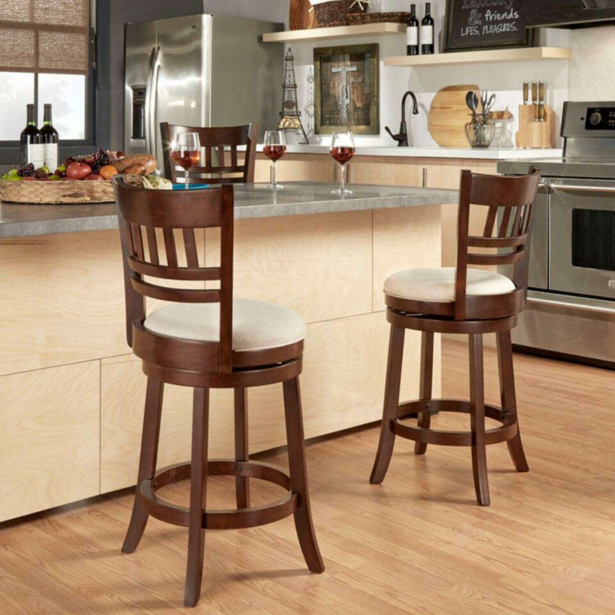 Bar Stools * | Best Pirce Counter Height Stools Weston Home Edmond Collection 24H In. Swivel Counter Height Stool Vertical Design