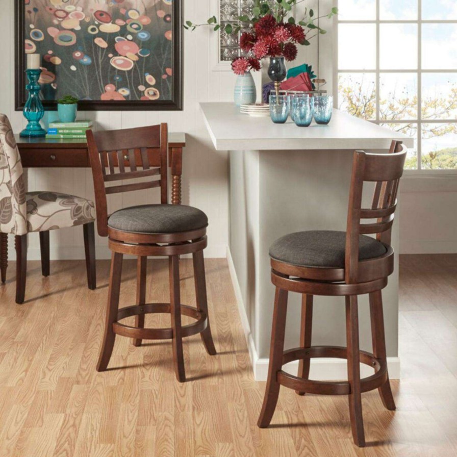 Bar Stools * | Best Pirce Counter Height Stools Weston Home Edmond Collection 24H In. Swivel Counter Height Stool Vertical Design