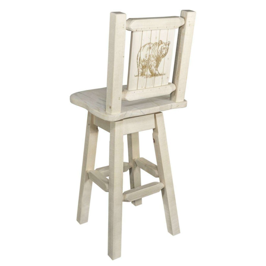 Bar Stools * | Outlet Counter Height Stools Montana Woodworks Homestead 24 In. Engraved Swivel Counter Stool