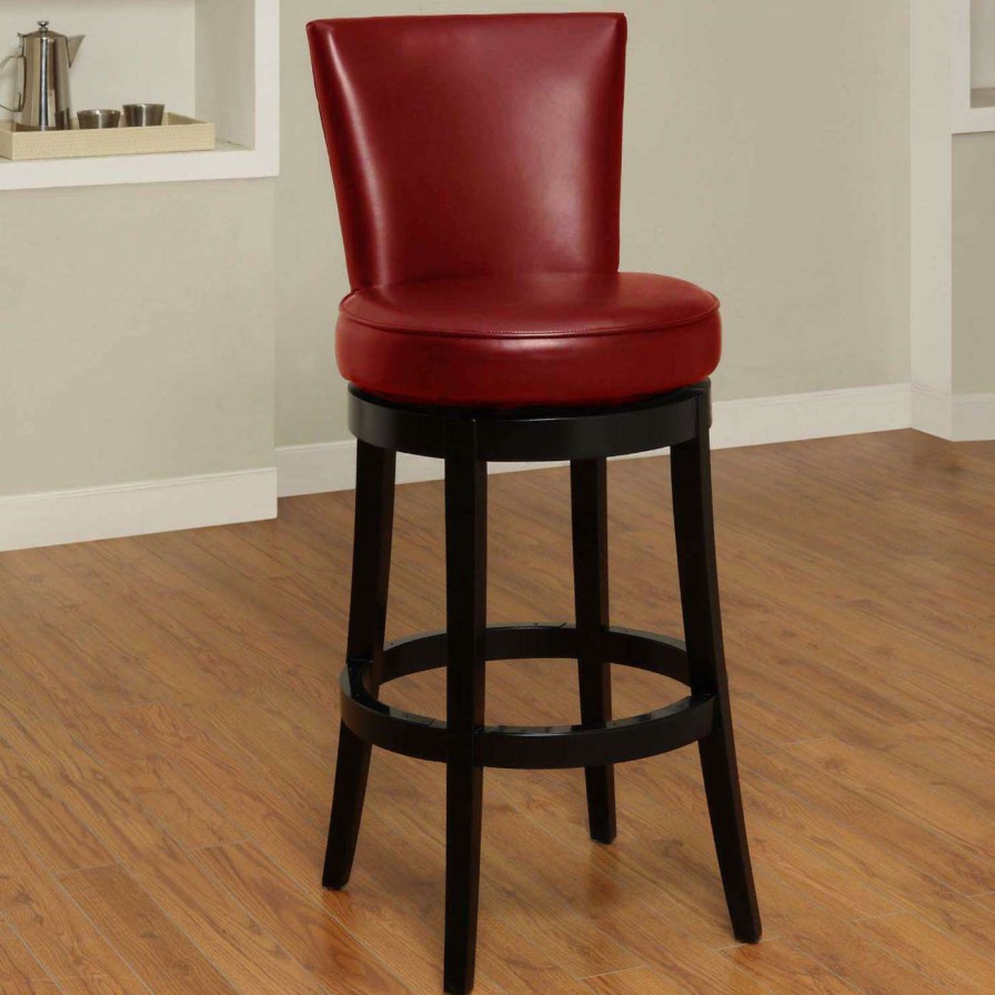 Bar Stools * | Flash Sale Counter Height Stools Armen Living Boston Leather Swivel Counter Stool 26 In. Red