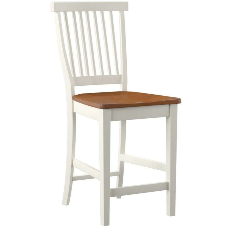 Bar Stools * | Hot Sale Counter Height Stools Home Styles Woodbridge 24 In. White & Oak Counter Height Stool