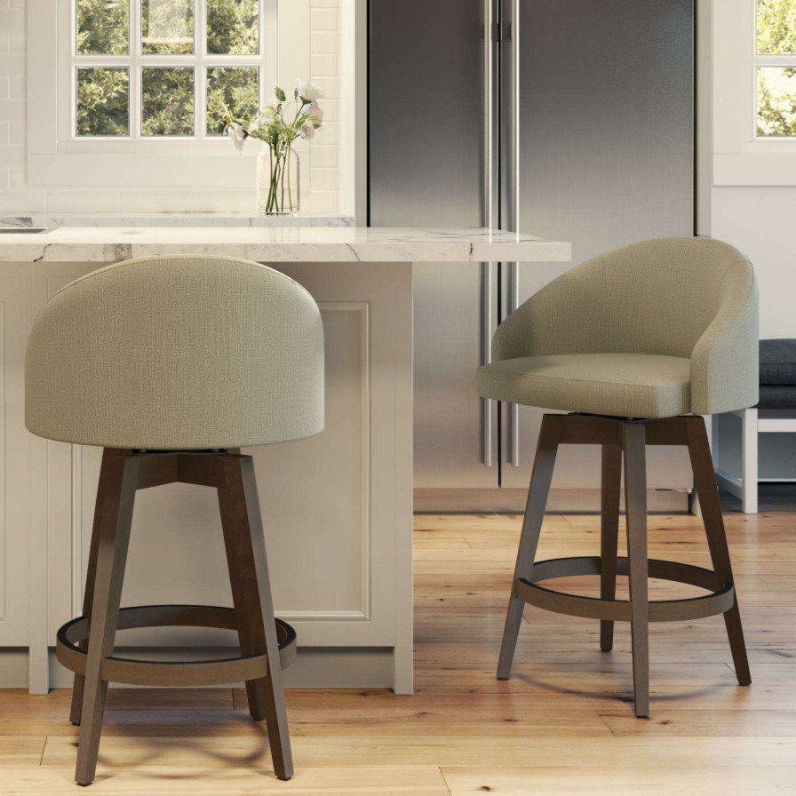 Bar Stools * | Deals Counter Height Stools Amisco Keaton 26 In. Swivel Counter Stool Beige