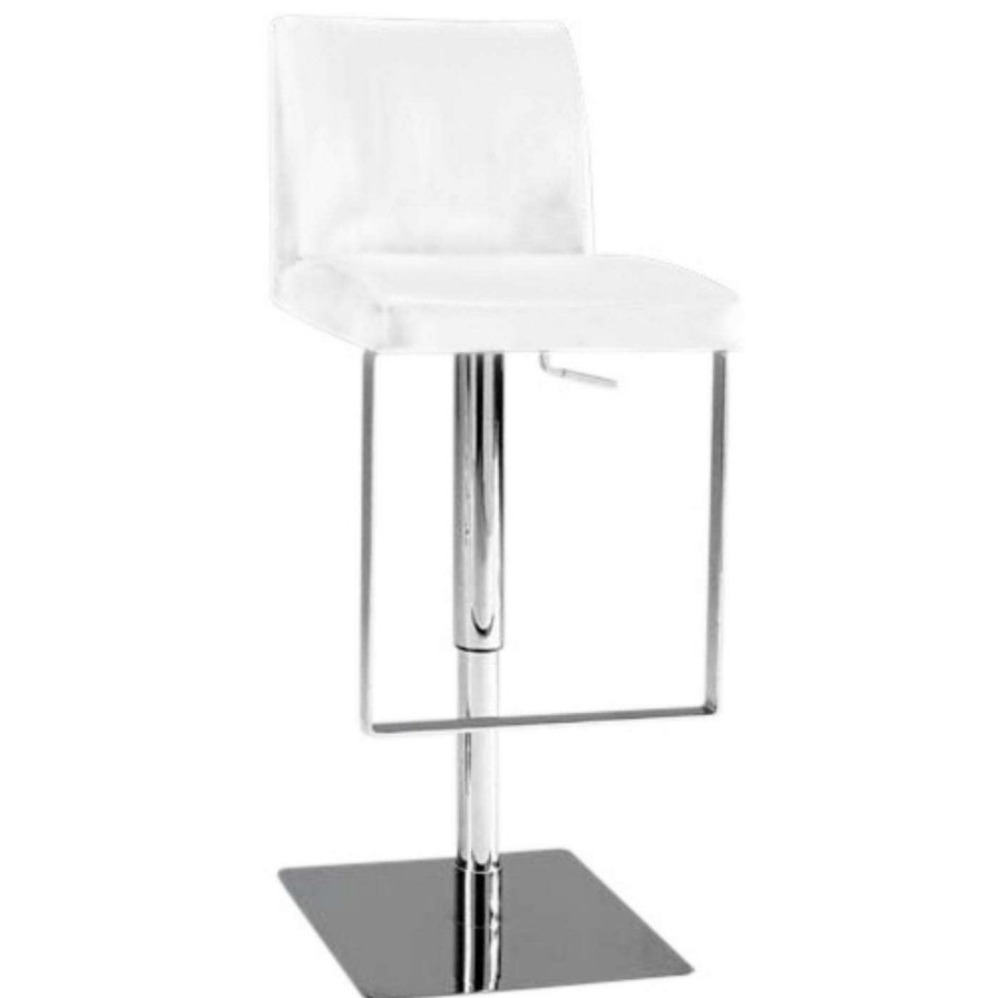 Bar Stools * | Best Deal Counter Height Stools Chintaly Adjustable Torino Swivel Bar Stool White