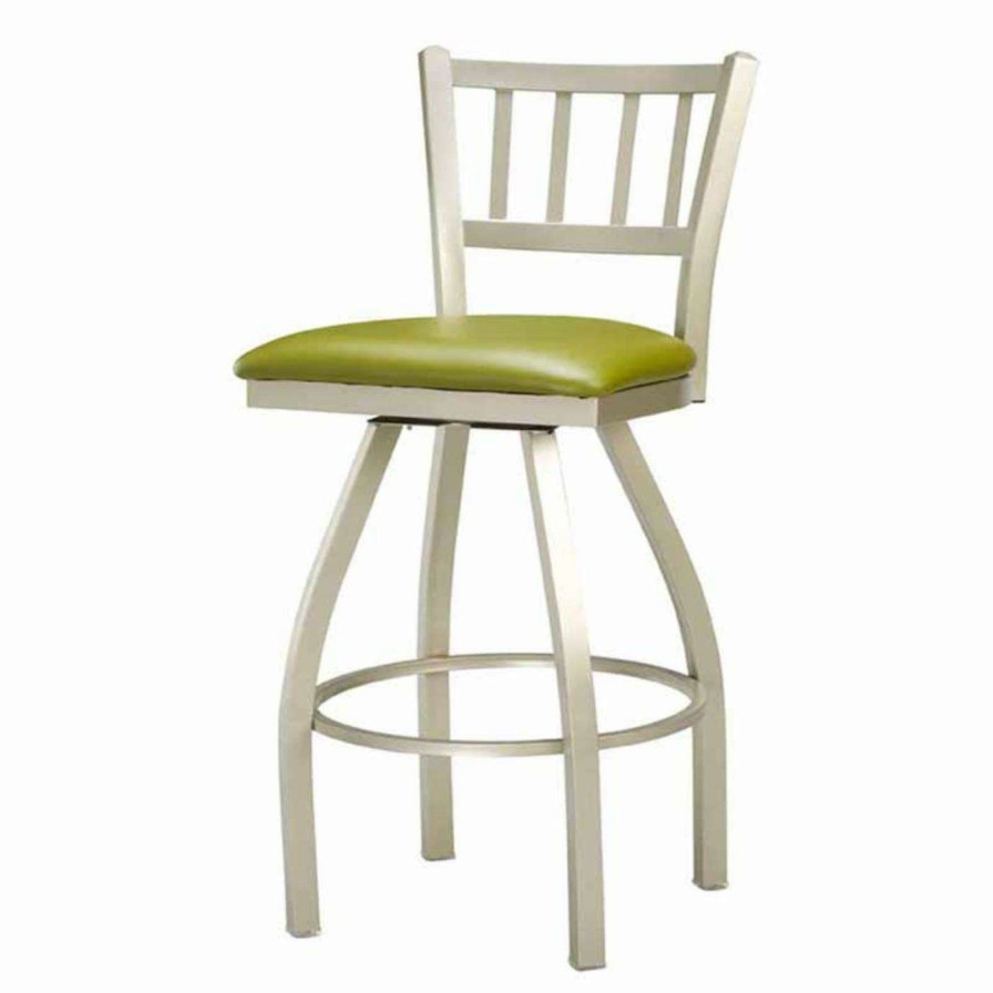 Bar Stools * | Deals Counter Height Stools Regal Jailhouse 26 In. Swivel Metal Counter Stool With Upholstered Seat