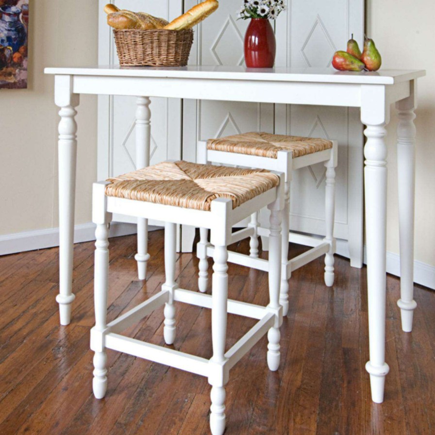 Bar Stools * | Promo Carolina Chair & Table Co. Counter Height Stools Carolina Gilbert 24 In. Counter Stool Antique White With Rush Seat