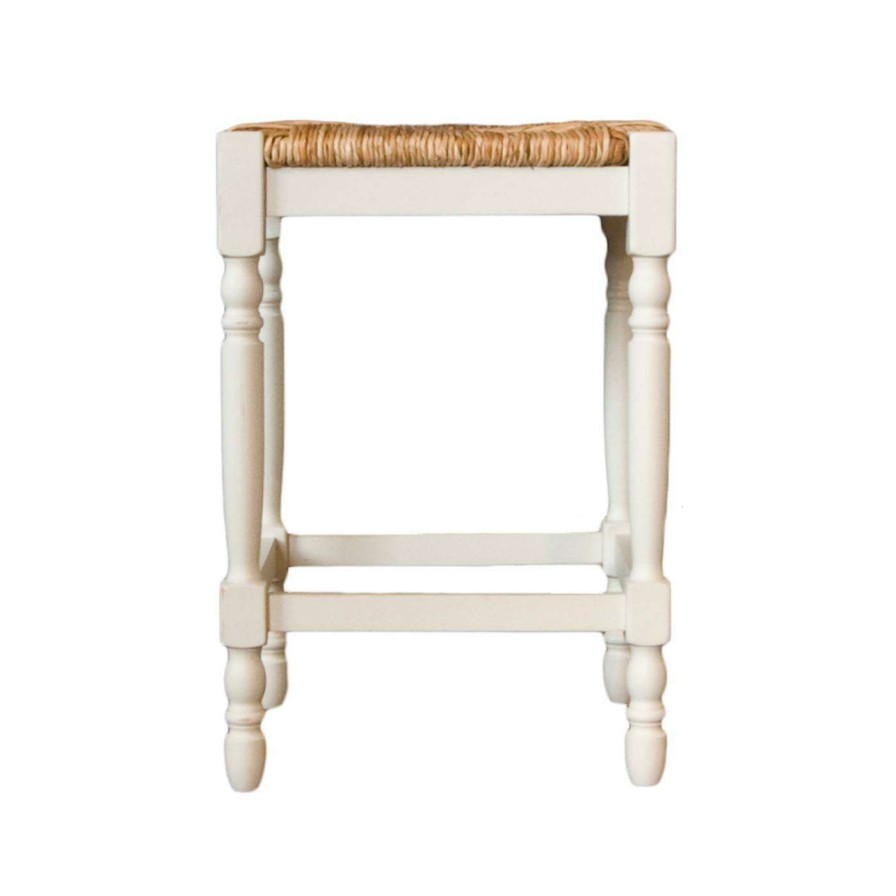 Bar Stools * | Promo Carolina Chair & Table Co. Counter Height Stools Carolina Gilbert 24 In. Counter Stool Antique White With Rush Seat