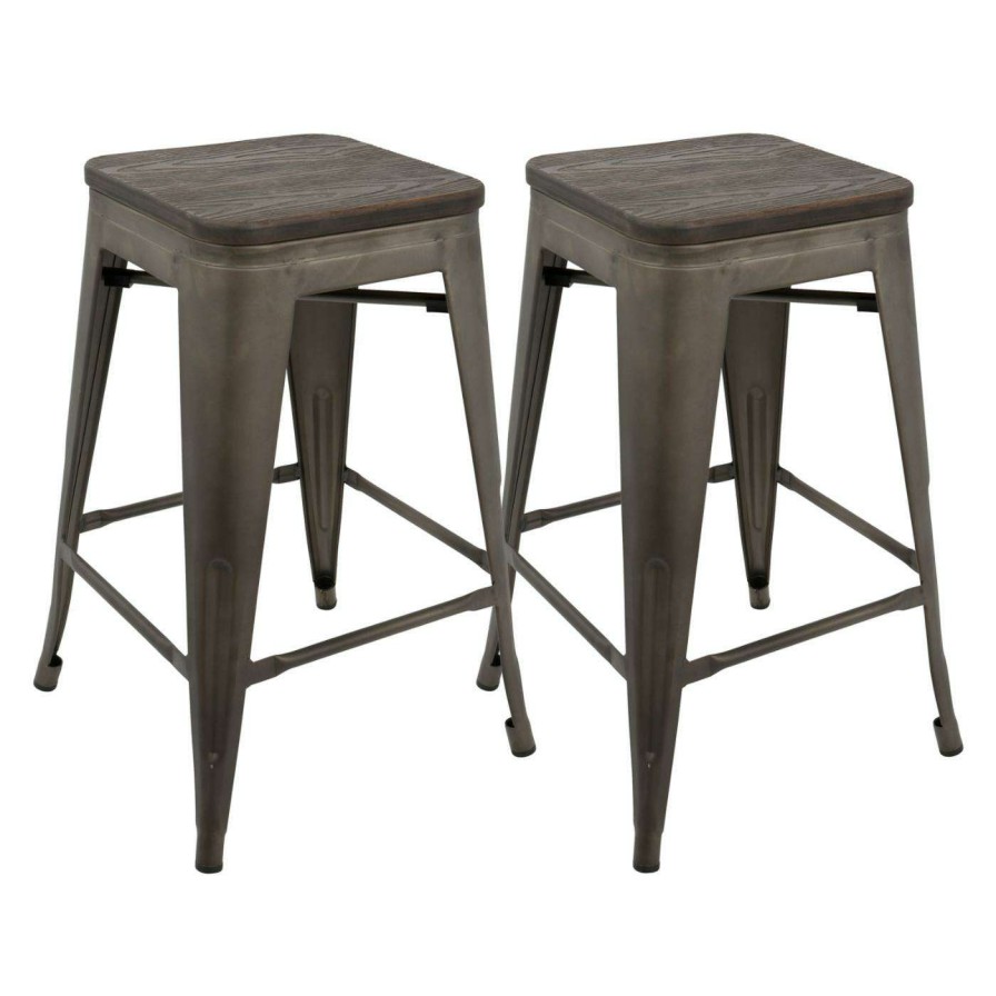 Bar Stools * | Coupon Counter Height Stools Lumisource Oregon 24.25 In. Counter Stool Set Of 2