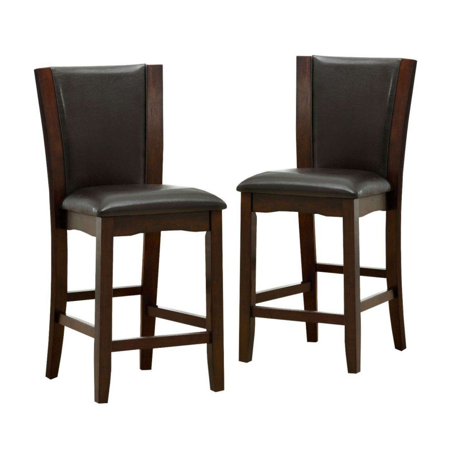 Bar Stools * | Cheap Counter Height Stools Furniture Of America Lavelle Leatherette Counter Height Chairs Dark Cherry Set Of 2 Black