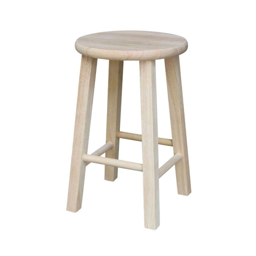 Bar Stools * | Top 10 Counter Height Stools International Concepts Unfinished Utility Round Dining Stool