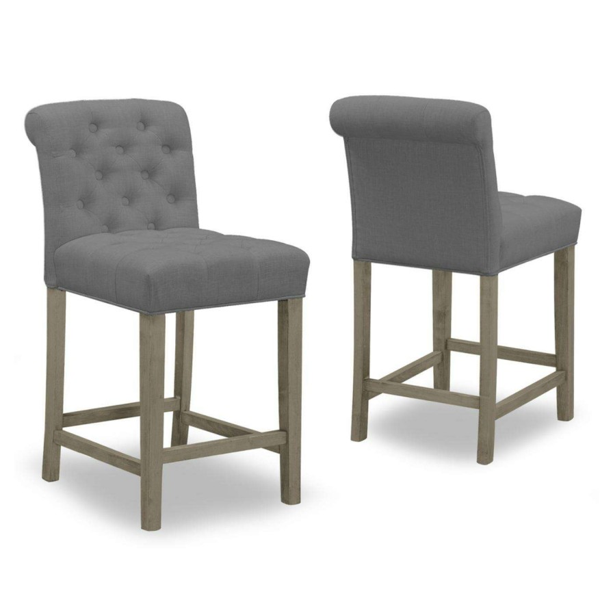 Bar Stools * | Discount Counter Height Stools Glamour Home Aleen 24 In. Upholstered Tufted Counter Stool Set Of 2