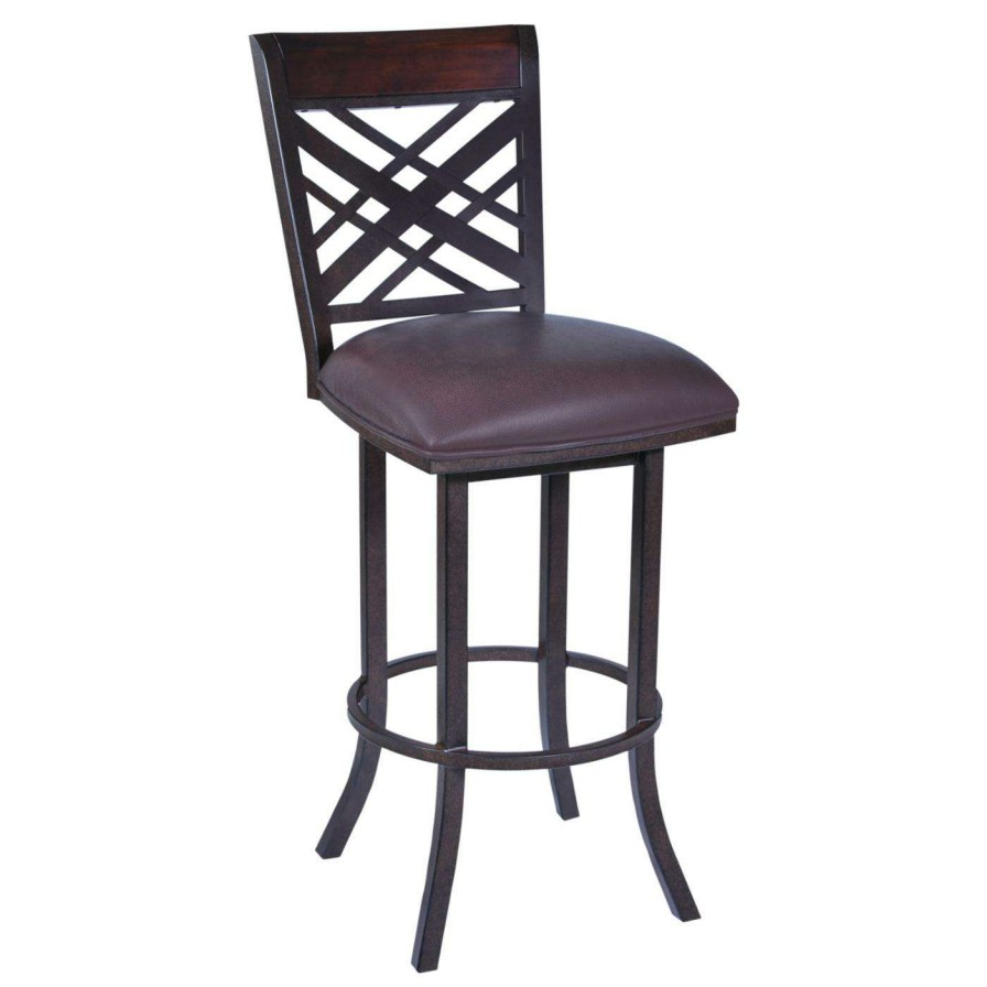 Bar Stools * | Best Sale Counter Height Stools Armen Living Tahiti 26 In. Upholstered Swivel Cross Back Counter Stool