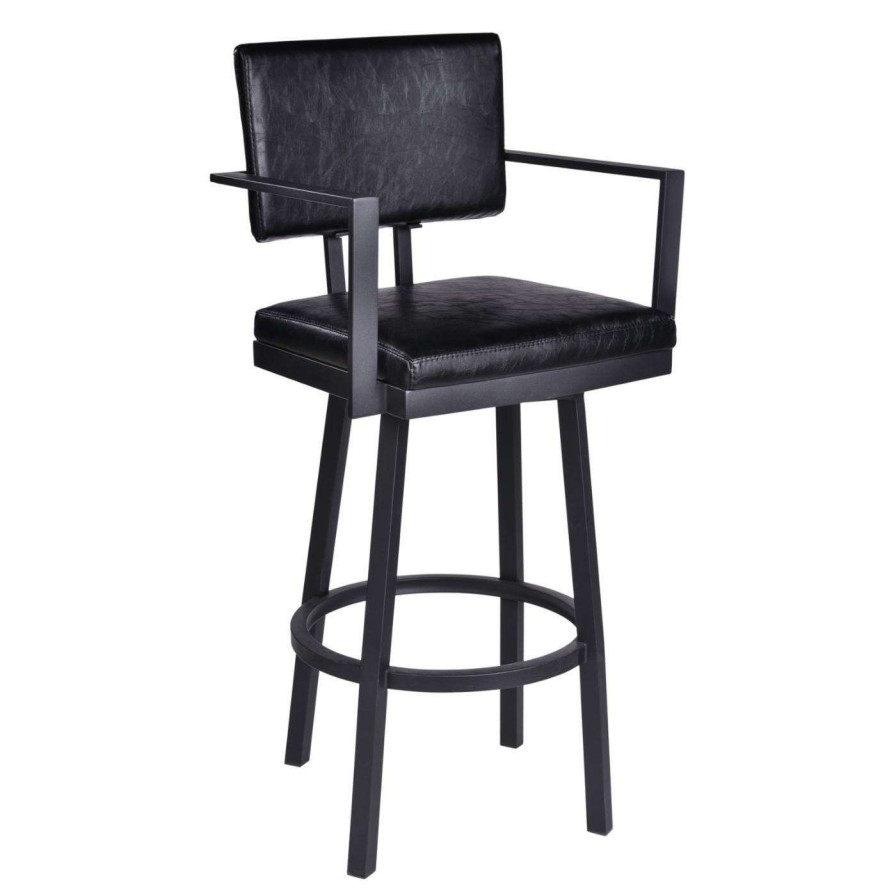 Bar Stools * | Best Sale Counter Height Stools Home Chic Staley 26 In. Swivel Counter Stool With Arms Black / Vintage Black