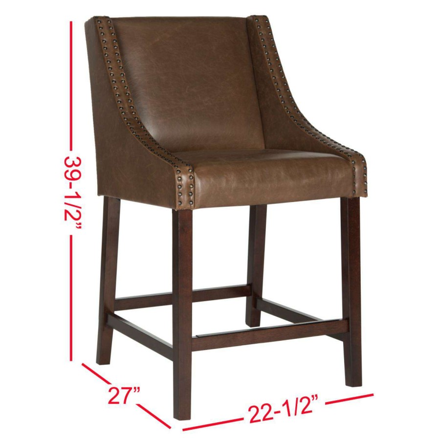 Bar Stools * | Best Reviews Of Counter Height Stools Safavieh Dylan 25.5 In. Leather Counter Stool