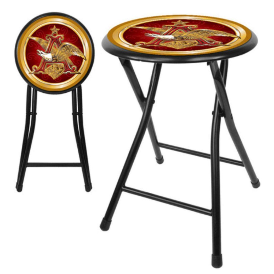 Bar Stools * | Flash Sale Trademark Global Counter Height Stools Trademark Anheuser-Busch 18 Inches Cushioned Folding Stool