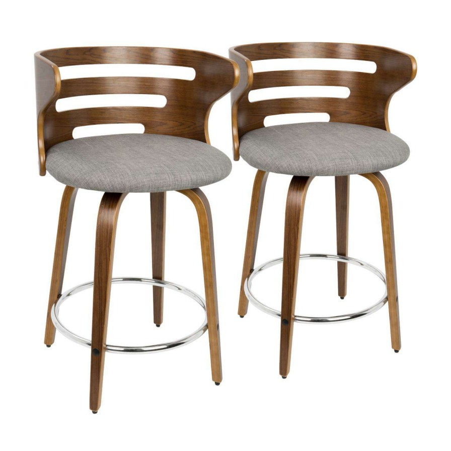 Bar Stools * | Best Sale Counter Height Stools Lumisource Cosini 24 In. Mid-Century Modern Counter Stool With Swivel Set Of 2