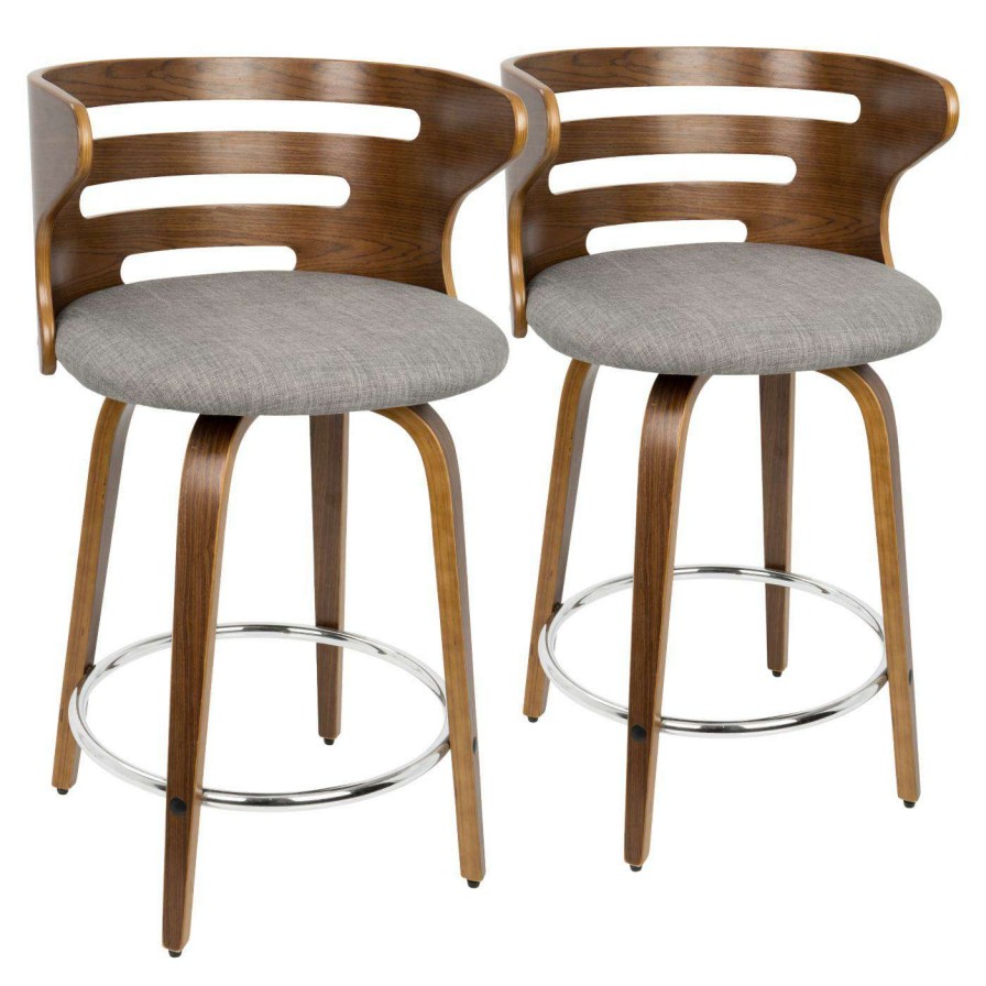 Bar Stools * | Best Sale Counter Height Stools Lumisource Cosini 24 In. Mid-Century Modern Counter Stool With Swivel Set Of 2