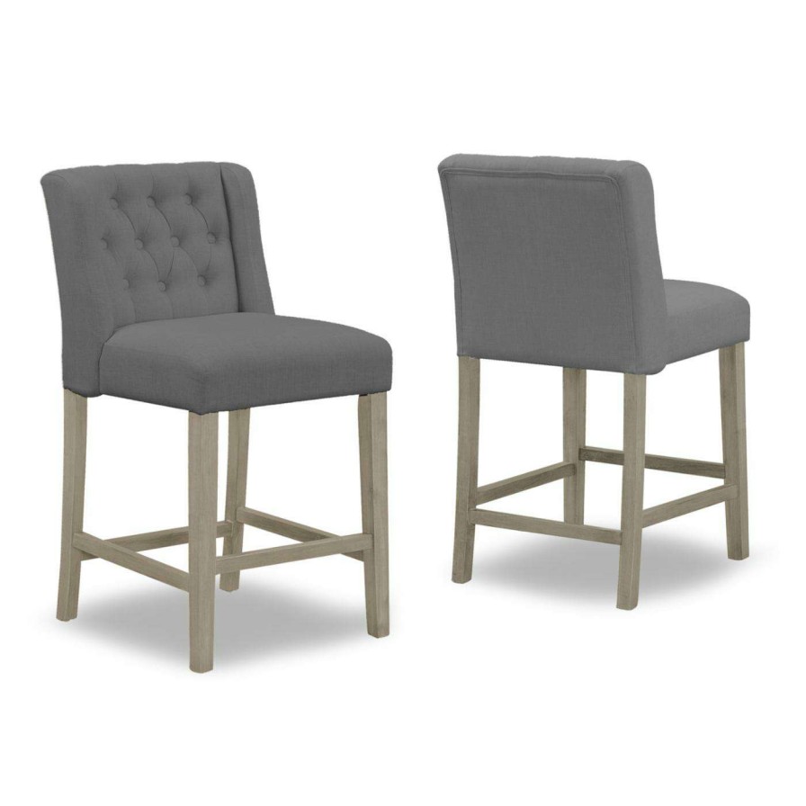 Bar Stools * | Best Reviews Of Counter Height Stools Glamour Home Aled 25 In. Upholstered Tufted Counter Stool Set Of 2