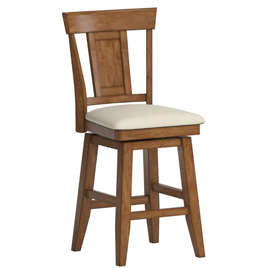 Bar Stools * | Best Reviews Of Counter Height Stools Humblenest Countryside Rustic Panel Back 25.8 In. Counter Height Wood Swivel Stool