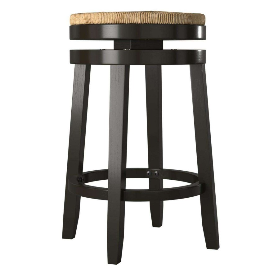 Bar Stools * | Brand New Counter Height Stools Powell Maya 26 In. Swivel Counter Stool Black With Natural Rush