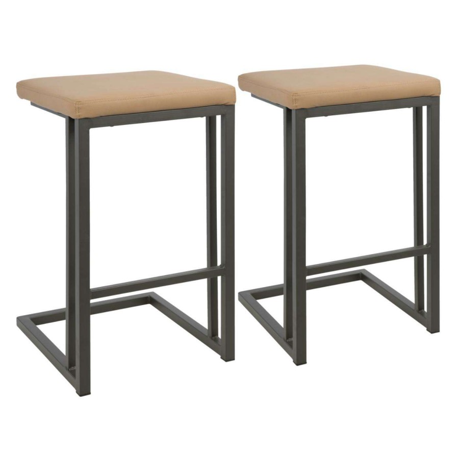 Bar Stools * | Budget Counter Height Stools Lumisource Roman 25.75 In. Faux Leather Counter Stool Set Of 2