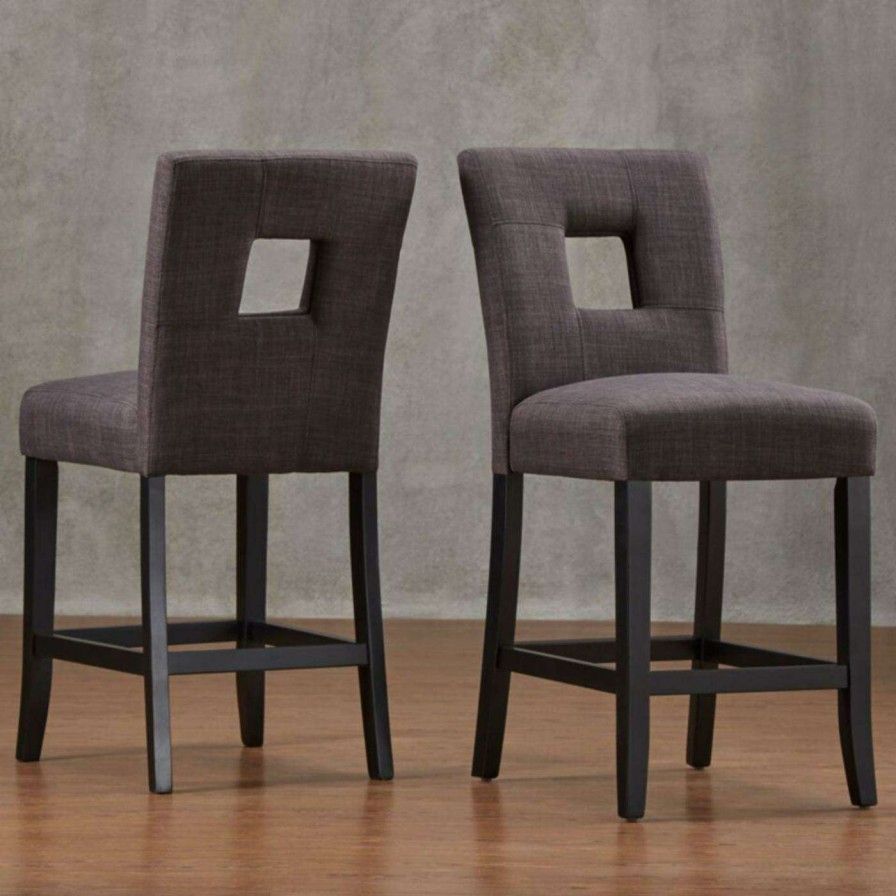 Bar Stools * | Brand New Counter Height Stools Chelsea Lane Linen Keyhole Counter Height Dining Chair Set Of 2