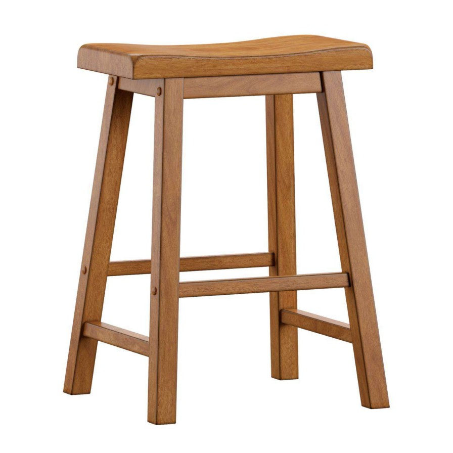 Bar Stools * | Flash Sale Counter Height Stools Weston Home Ashby Saddle Seat Backless 24 In. Counter Stools Set Of 2