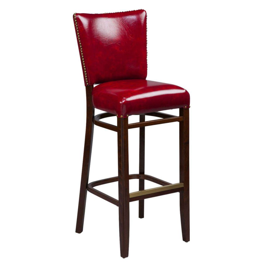 Bar Stools * | Discount Counter Height Stools Regal Beechwood 2440 Counter Stool Upholstered Seat And Back With Nailhead Trim