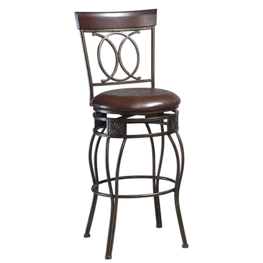 Bar Stools * | Buy Counter Height Stools Linon O & X Back Metal Swivel Counter Stool