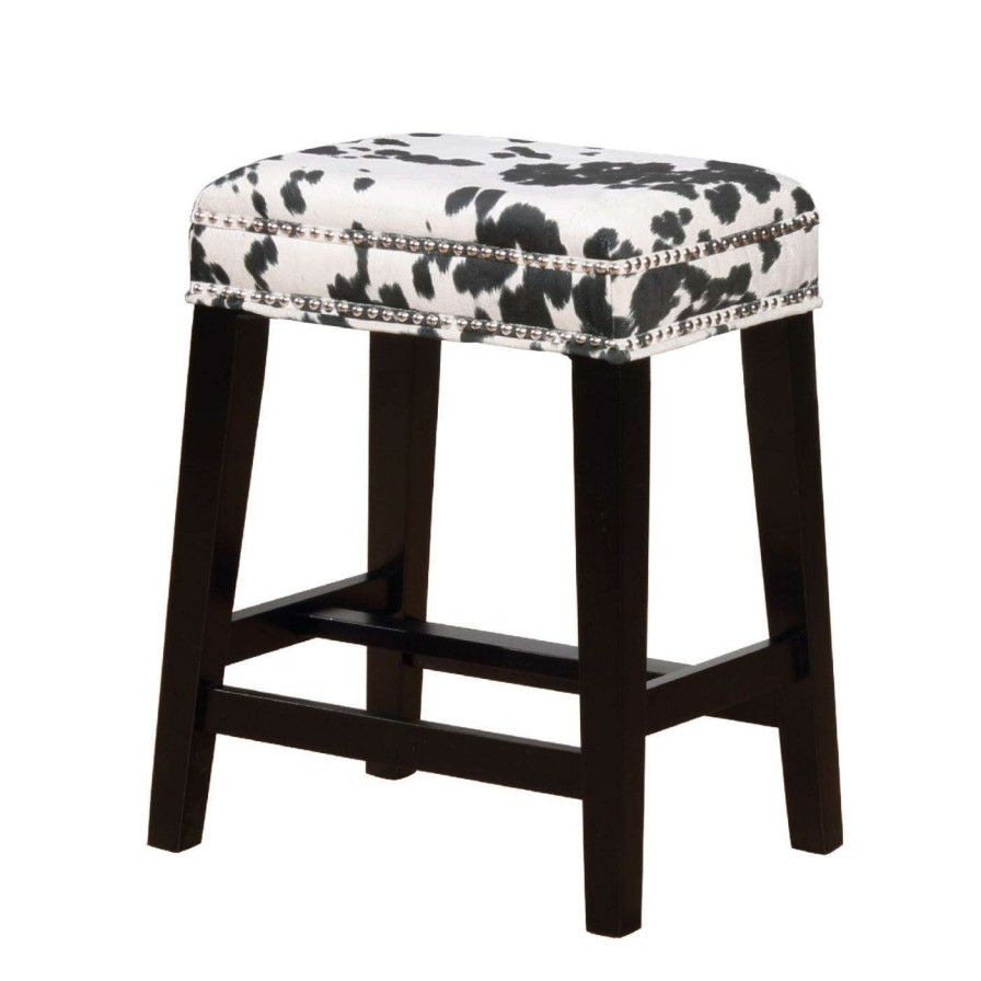 Bar Stools * | Hot Sale Counter Height Stools Linon Walt Cow Print Backless Counter Stool