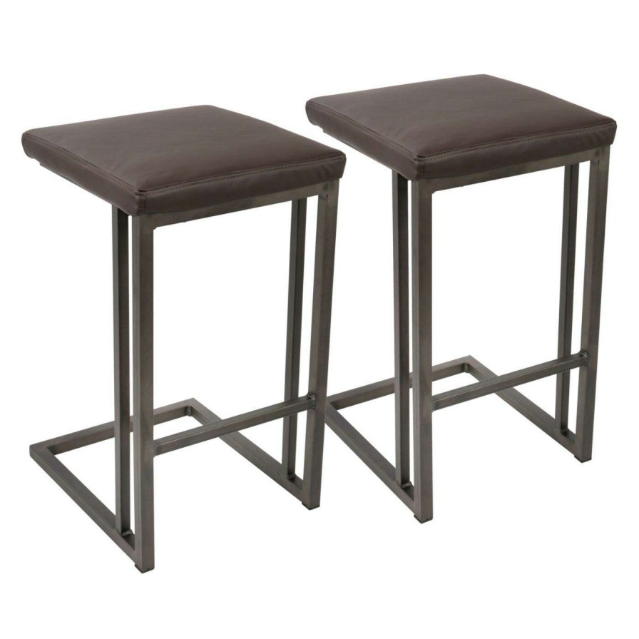 Bar Stools * | Top 10 Counter Height Stools Lumisource Roman 25.75 In. Industrial Counter Stools Set Of 2