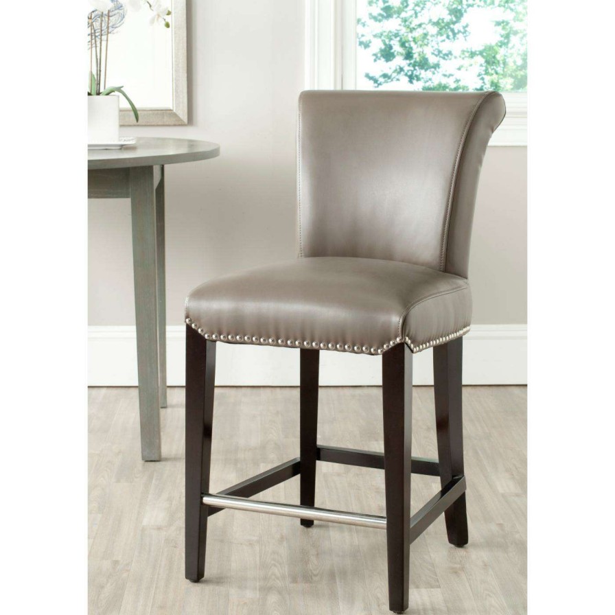 Bar Stools * | Coupon Counter Height Stools Safavieh Seth 25.9 In. Leather Counter Stool