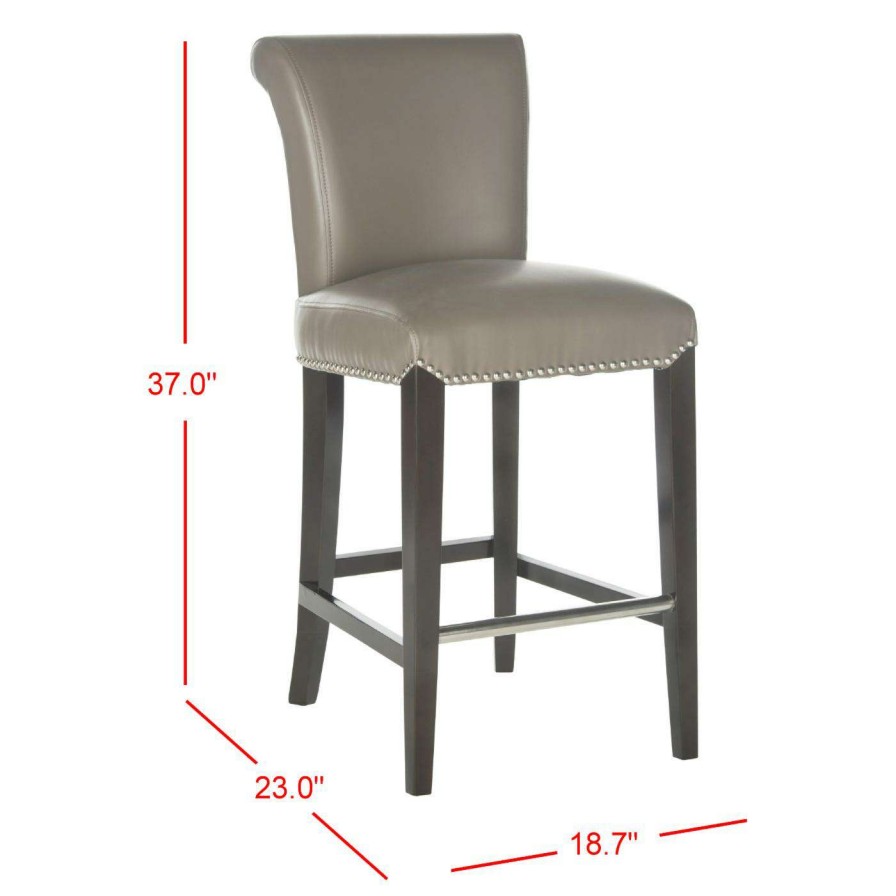 Bar Stools * | Coupon Counter Height Stools Safavieh Seth 25.9 In. Leather Counter Stool