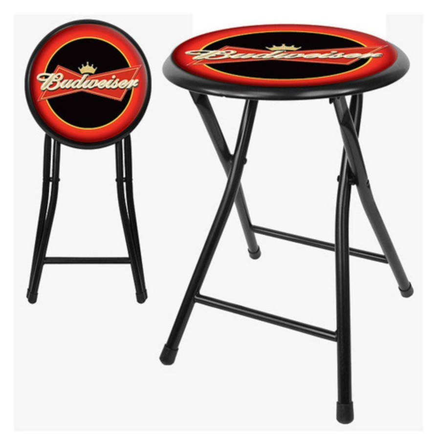 Bar Stools * | Top 10 Trademark Global Counter Height Stools Trademark Budweiser 18 Inches Cushioned Folding Stool Red/Black