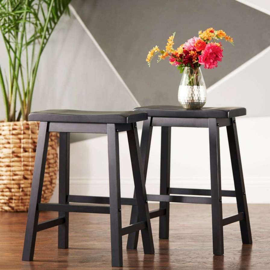 Bar Stools * | Outlet Counter Height Stools Weston Home 24 In. Saddleback Stool Set Of 2