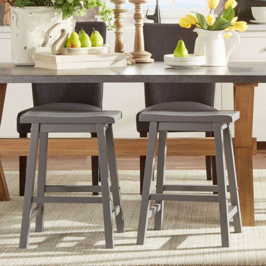 Bar Stools * | Outlet Counter Height Stools Weston Home 24 In. Saddleback Stool Set Of 2