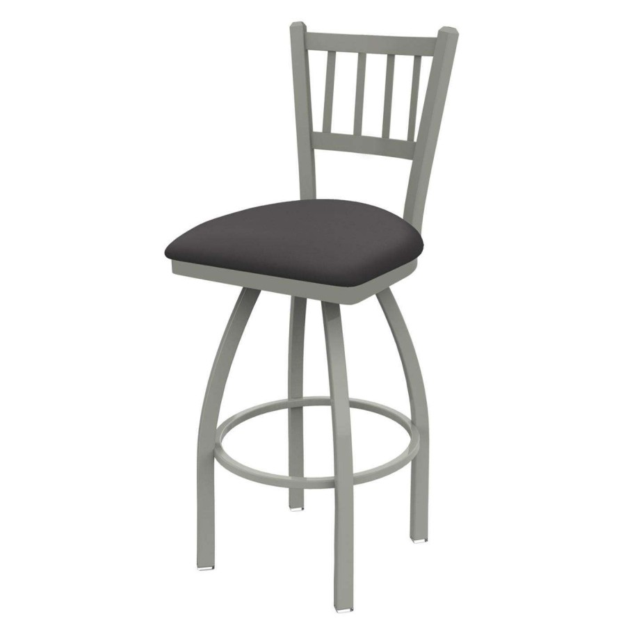 Bar Stools * | Outlet Counter Height Stools Holland Bar Stool Co Contessa 25 In. Slat Back Swivel Counter Stool With Faux Leather Seat