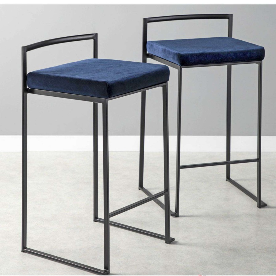 Bar Stools * | Budget Counter Height Stools Lumisource Fuji 27 In. Stackable Velvet Counter Stool Set Of 2