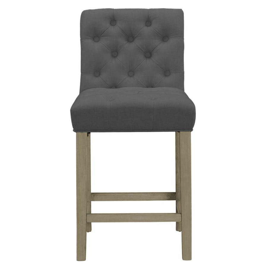 Bar Stools * | Discount Counter Height Stools Glamour Home Alee Grey Tufted 24 In. Counter Stool Set Of 2