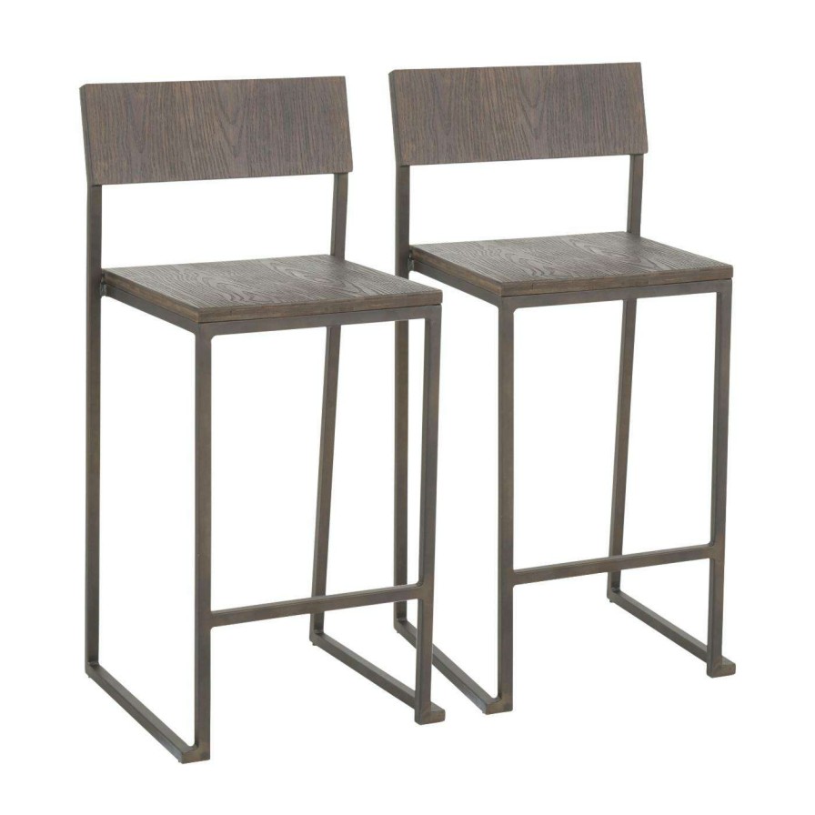 Bar Stools * | Brand New Counter Height Stools Lumisource Fuji 26.25 In. Industrial Counter Stool Set Of 2