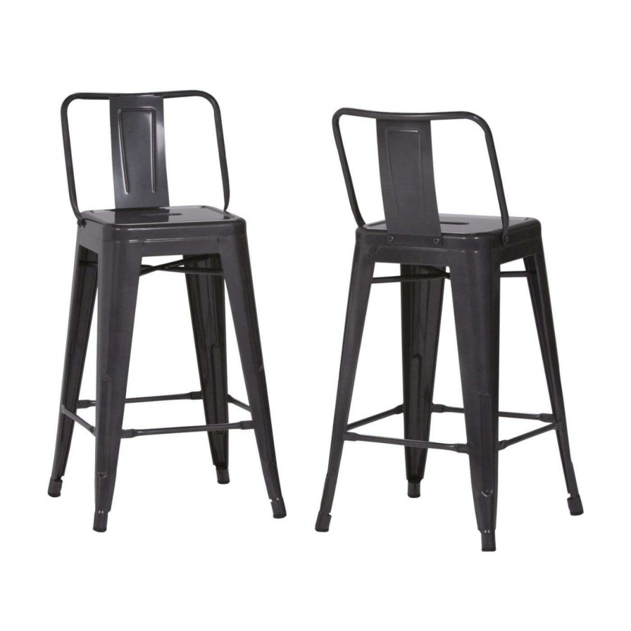 Bar Stools * | Flash Sale Brooklyn & Max Counter Height Stools Brooklyn + Max Keeley 24 In. Slat Back Counter Stool Set Of 2