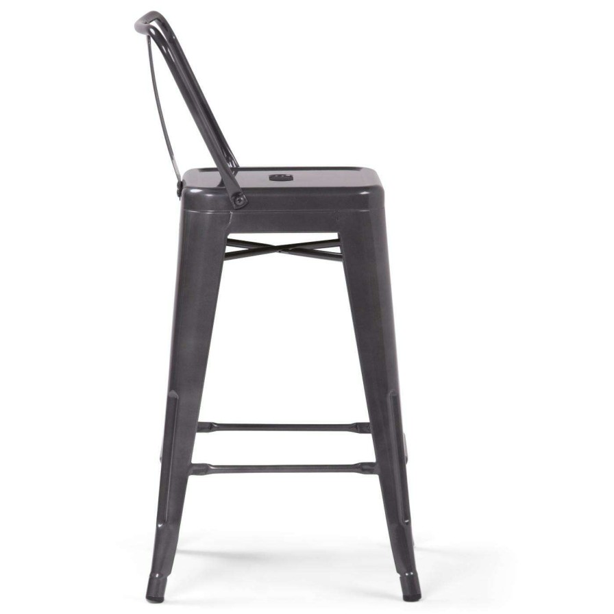 Bar Stools * | Flash Sale Brooklyn & Max Counter Height Stools Brooklyn + Max Keeley 24 In. Slat Back Counter Stool Set Of 2