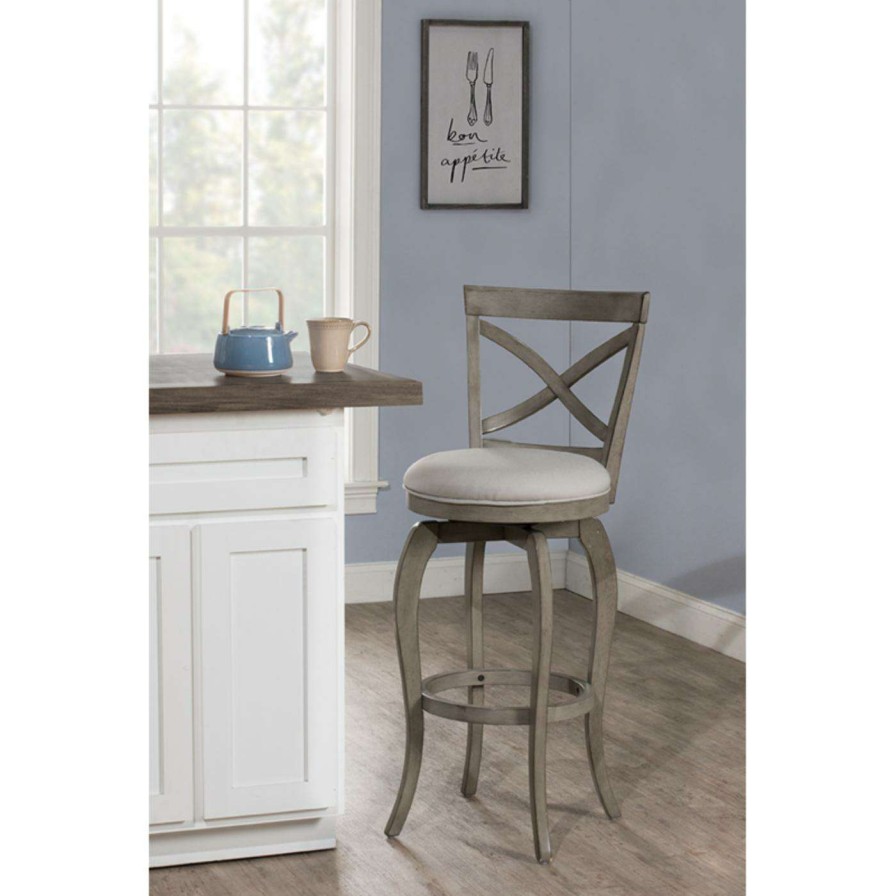 Bar Stools * | Wholesale Counter Height Stools Hillsdale Furniture Ellendale Aged Gray Swivel 25 In. Counter Height Stool