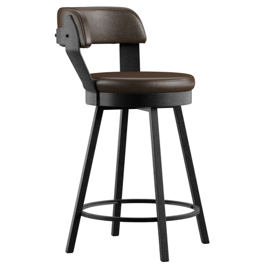 Bar Stools * | Flash Sale Counter Height Stools Weston Home Reinhold Faux Leather 25 In. Swivel Chair Set Of 2