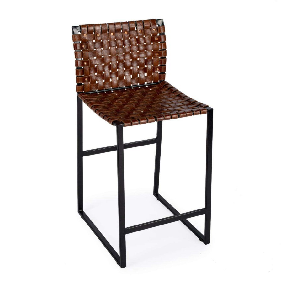 Bar Stools * | Promo Counter Height Stools Butler Specialty Urban 25 In. Woven Leather Counter Stool