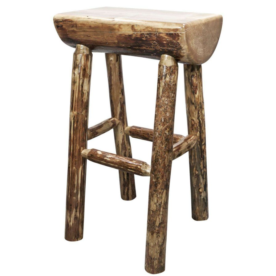 Bar Stools * | Best Pirce Counter Height Stools Montana Woodworks Glacier Country 24 In. Half Log Counter Stool