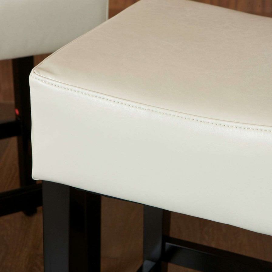 Bar Stools * | Buy Best Selling Home Counter Height Stools Lopez Backless Ivory Leather Counter Stools 2 Pack