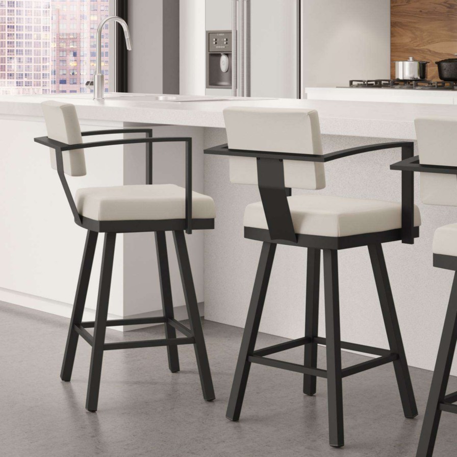 Bar Stools * | Coupon Counter Height Stools Amisco Akers Swivel Counter Stool With Arms 26 In.