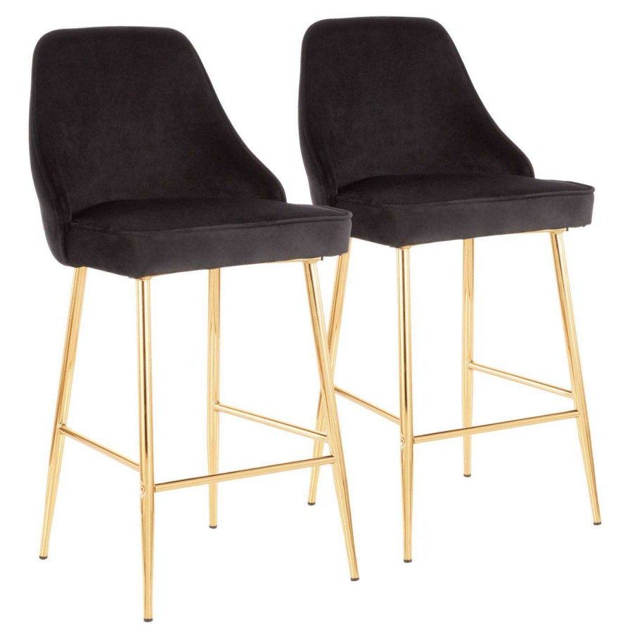 Bar Stools * | Flash Sale Counter Height Stools Lumisource Marcel 25.25 In. Upholstered Counter Stool Set Of 2