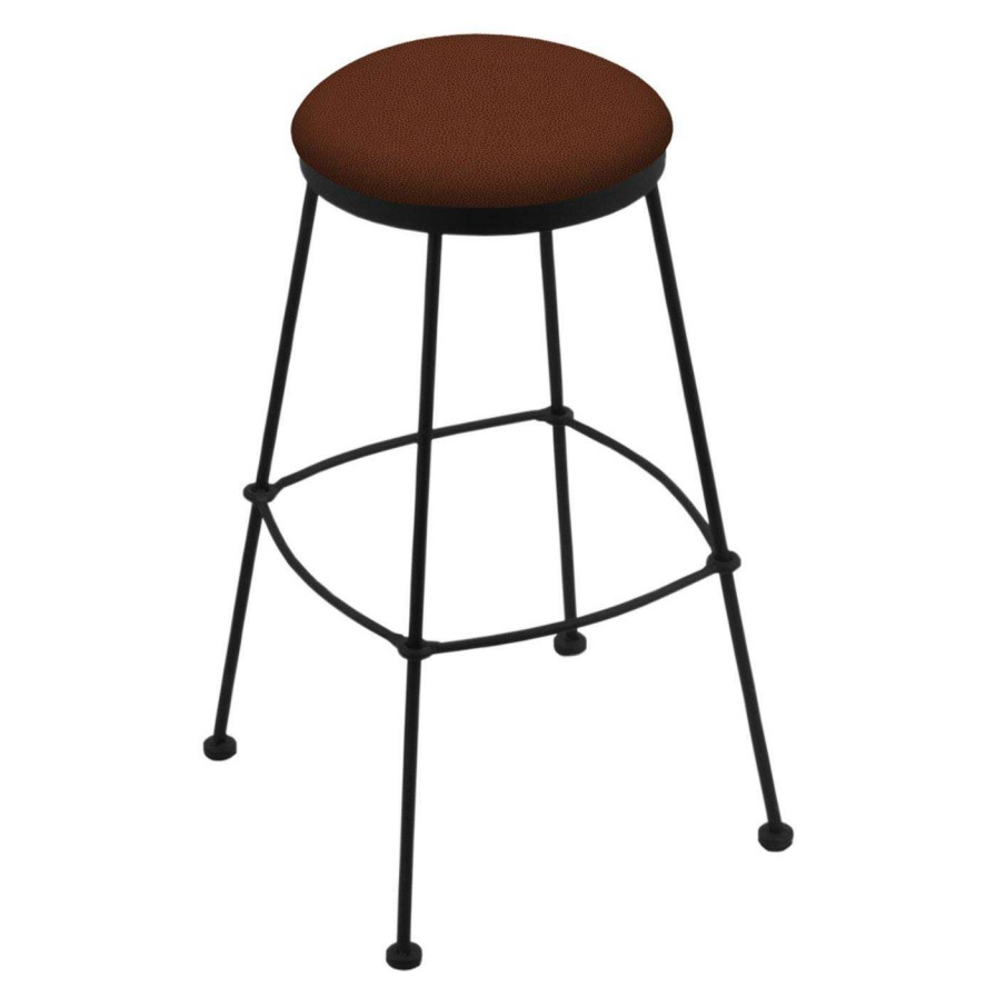 Bar Stools * | Outlet Counter Height Stools Holland Bar Stool Co 25 In. Stationary Counter Stool With Faux Leather Seat Black Wrinkle